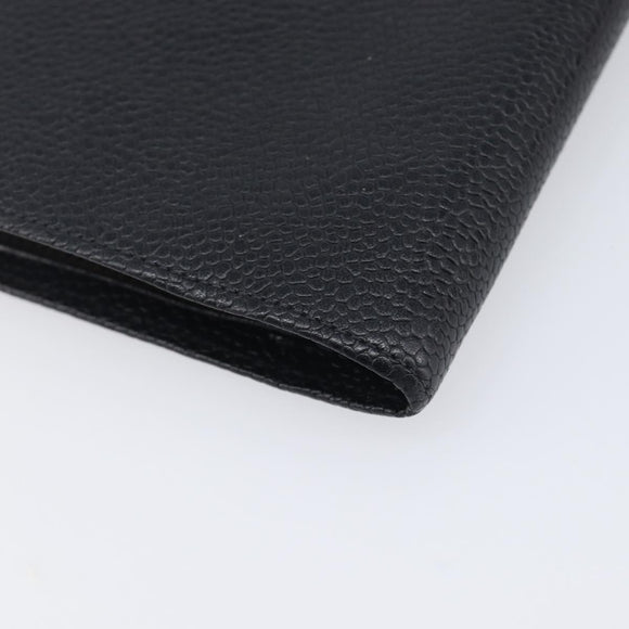 CHANEL Matelasse Long Wallet Caviar Skin Black Gold CC Auth 210957V