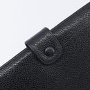CHANEL Matelasse Long Wallet Caviar Skin Black Gold CC Auth 210957V-12