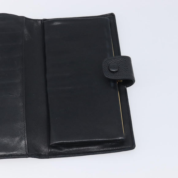 CHANEL Matelasse Long Wallet Caviar Skin Black Gold CC Auth 210957V
