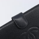 CHANEL Matelasse Long Wallet Caviar Skin Black Gold CC Auth 210958V-12