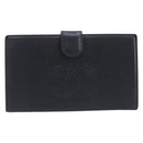 CHANEL Matelasse Long Wallet Caviar Skin Black Gold CC Auth 210958V-2