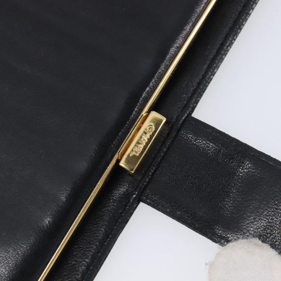 CHANEL Matelasse Long Wallet Caviar Skin Black Gold CC Auth 210958V