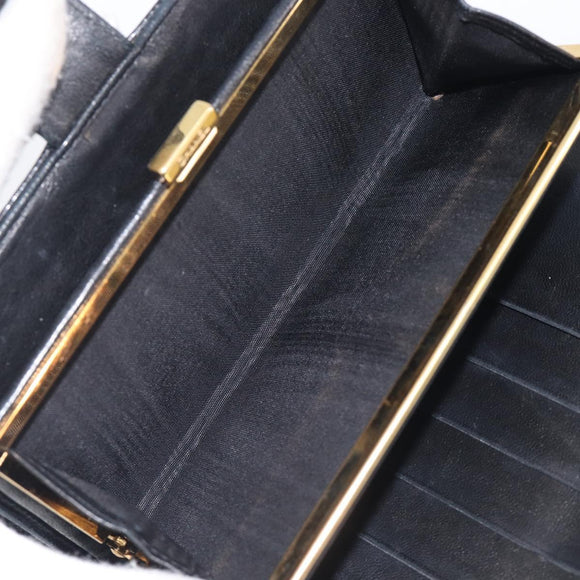 CHANEL Matelasse Long Wallet Caviar Skin Black Gold CC Auth 210958V
