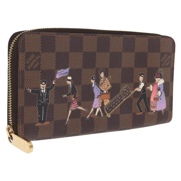 LOUIS VUITTON Damier Ebene Zippy Wallet Long Wallet N63004 LV Auth 210960M