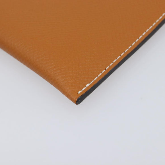 HERMES Tarmac PM Passport Case Leather Beige Auth 210965M