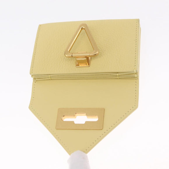 Bottega Veneta Card Case Leather Yellow Gold Auth 210968M
