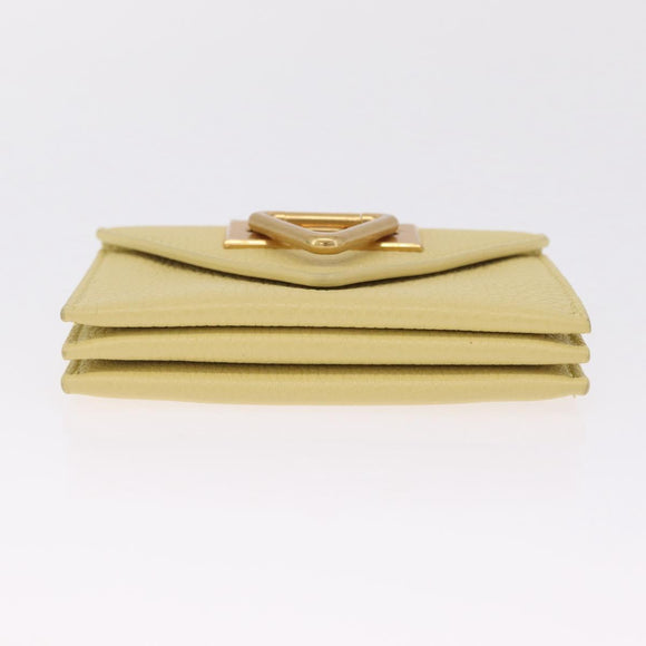 Bottega Veneta Card Case Leather Yellow Gold Auth 210968M