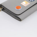 FENDI Chain Wallet Shoulder Bag Leather Gray Gold 8M0365 Auth 210972A-11