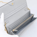 FENDI Chain Wallet Shoulder Bag Leather Gray Gold 8M0365 Auth 210972A-16