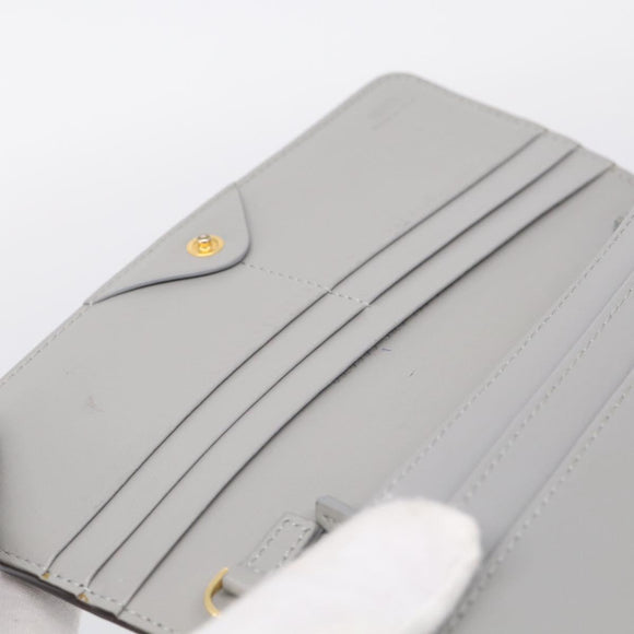 FENDI Chain Wallet Shoulder Bag Leather Gray Gold 8M0365 Auth 210972A