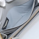 FENDI Chain Wallet Shoulder Bag Leather Gray Gold 8M0365 Auth 210972A-21