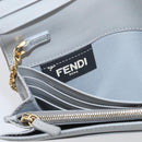FENDI Chain Wallet Shoulder Bag Leather Gray Gold 8M0365 Auth 210972A-22