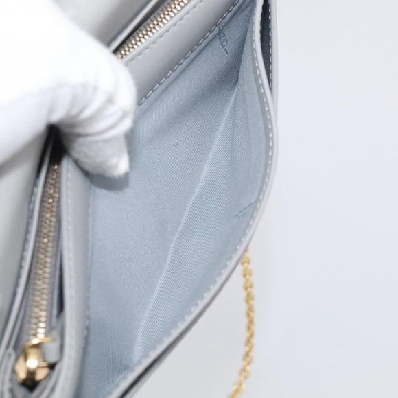 FENDI Chain Wallet Shoulder Bag Leather Gray Gold 8M0365 Auth 210972A