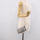 FENDI Chain Wallet Shoulder Bag Leather Gray Gold 8M0365 Auth 210972A-30