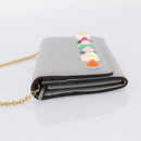 FENDI Chain Wallet Shoulder Bag Leather Gray Gold 8M0365 Auth 210972A-4