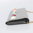 FENDI Chain Wallet Shoulder Bag Leather Gray Gold 8M0365 Auth 210972A-5