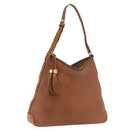 GUCCI Shoulder Bag Leather Brown Gold Tone 257026 Auth 210984A-1