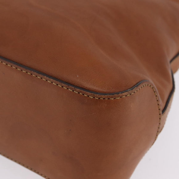 GUCCI Shoulder Bag Leather Brown Gold Tone 257026 Auth 210984A