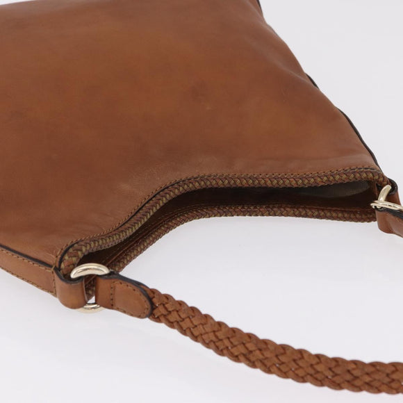 GUCCI Shoulder Bag Leather Brown Gold Tone 257026 Auth 210984A