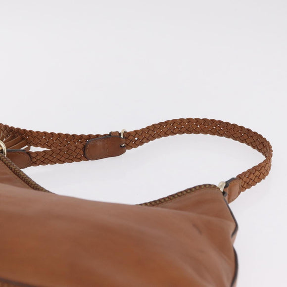 GUCCI Shoulder Bag Leather Brown Gold Tone 257026 Auth 210984A
