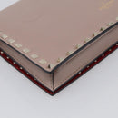Valentino Rock Studs Clutch Bag Leather Greige Gold Tone Auth 210986-11