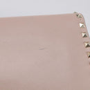 Valentino Rock Studs Clutch Bag Leather Greige Gold Tone Auth 210986-13