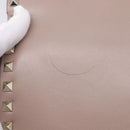 Valentino Rock Studs Clutch Bag Leather Greige Gold Tone Auth 210986-14