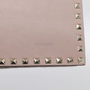 Valentino Rock Studs Clutch Bag Leather Greige Gold Tone Auth 210986-15