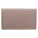 Valentino Rock Studs Clutch Bag Leather Greige Gold Tone Auth 210986-3
