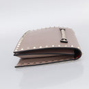 Valentino Rock Studs Clutch Bag Leather Greige Gold Tone Auth 210986-5