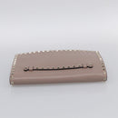 Valentino Rock Studs Clutch Bag Leather Greige Gold Tone Auth 210986-6