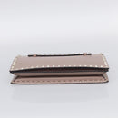 Valentino Rock Studs Clutch Bag Leather Greige Gold Tone Auth 210986-7