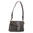 FENDI Zucca Canvas Shoulder Bag Brown Gold Tone Auth 210987-1