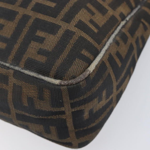 FENDI Zucca Canvas Shoulder Bag Brown Gold Tone Auth 210987
