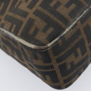FENDI Zucca Canvas Shoulder Bag Brown Gold Tone Auth 210987-11