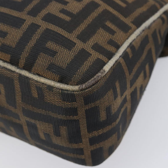 FENDI Zucca Canvas Shoulder Bag Brown Gold Tone Auth 210987