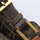 FENDI Zucca Canvas Shoulder Bag Brown Gold Tone Auth 210987-16
