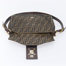 FENDI Zucca Canvas Shoulder Bag Brown Gold Tone Auth 210987-20