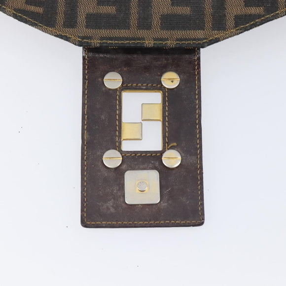 FENDI Zucca Canvas Shoulder Bag Brown Gold Tone Auth 210987