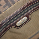 FENDI Zucca Canvas Shoulder Bag Brown Gold Tone Auth 210987-22