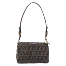 FENDI Zucca Canvas Shoulder Bag Brown Gold Tone Auth 210987-3