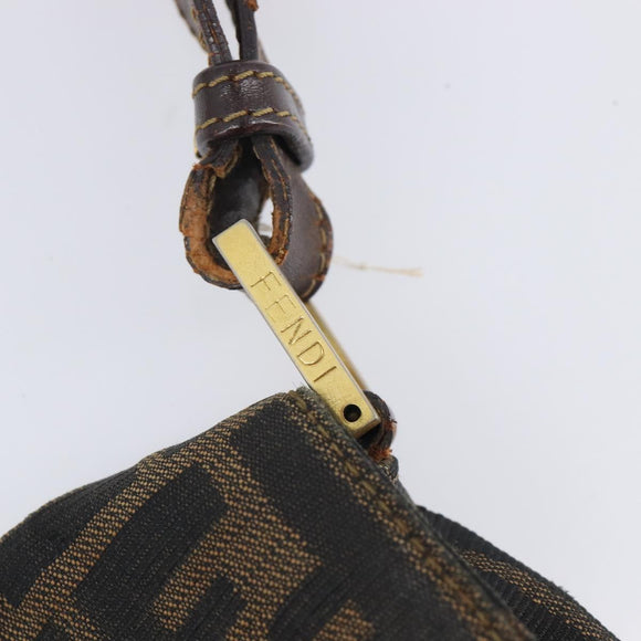 FENDI Zucca Canvas Shoulder Bag Brown Gold Tone Auth 210987