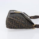 FENDI Zucca Canvas Shoulder Bag Brown Gold Tone Auth 210987-4