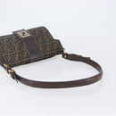 FENDI Zucca Canvas Shoulder Bag Brown Gold Tone Auth 210987-7