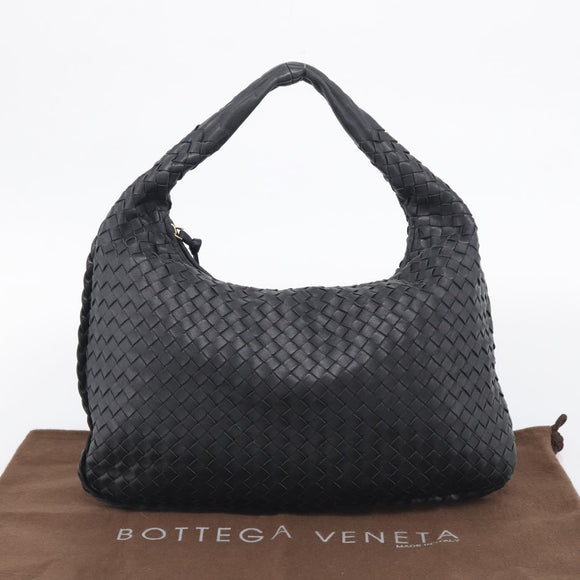 Bottega Veneta Hobo INTRECCIATO Bag Leather Black Gold 115653 Auth 210988V