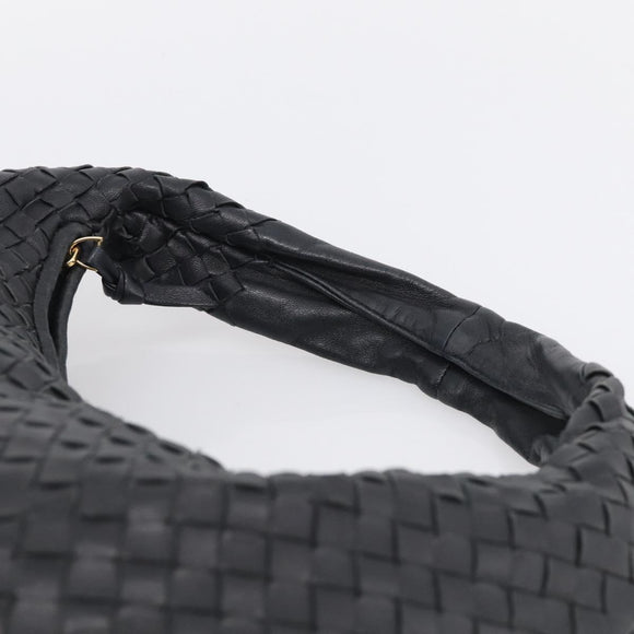 Bottega Veneta Hobo INTRECCIATO Bag Leather Black Gold 115653 Auth 210988V