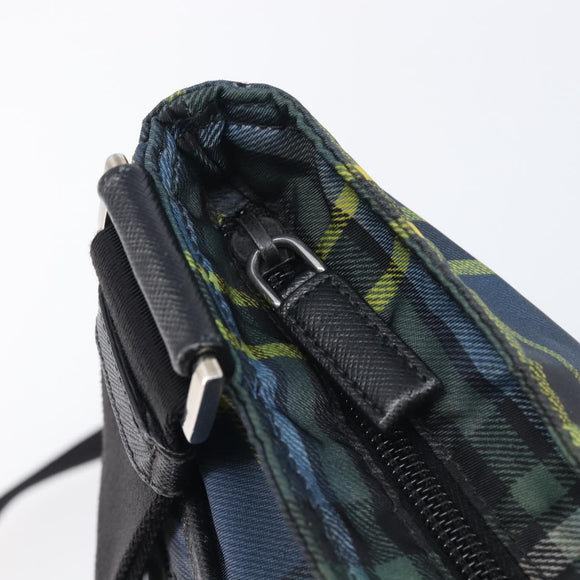 PRADA Shoulder Bag Nylon Green Silver Auth 210991A
