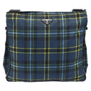 PRADA Shoulder Bag Nylon Green Silver Auth 210991A-3