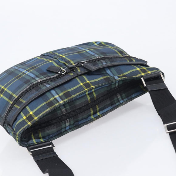 PRADA Shoulder Bag Nylon Green Silver Auth 210991A