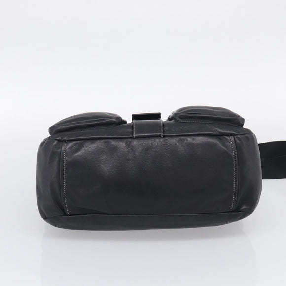 PRADA Shoulder Bag Leather Black Silver Auth 210992V